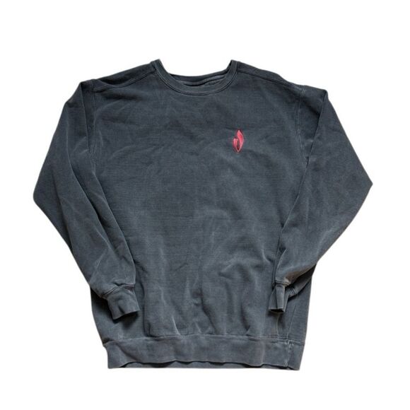 Comfort Colors Grey Crew neck Pullover Embroidered Chest Logo Medium - Picture 1 of 7